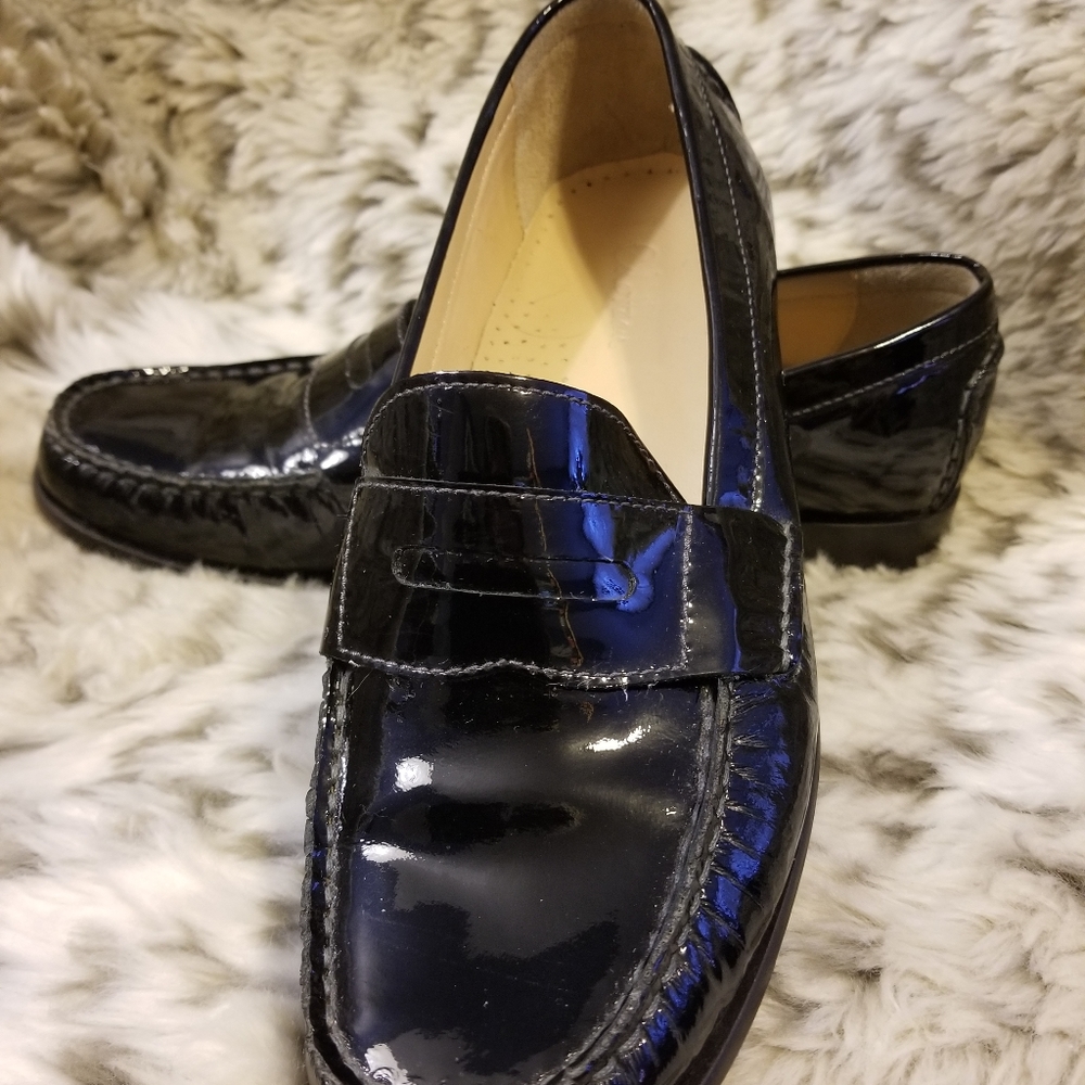 Cole Haan Black Patent Leather Penny Loafers